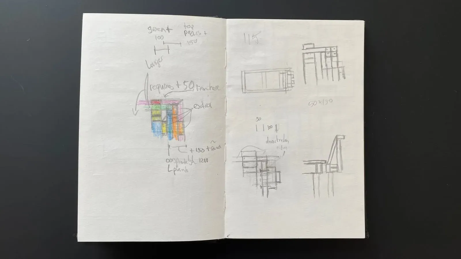 Loungeset drawing, sketch 1