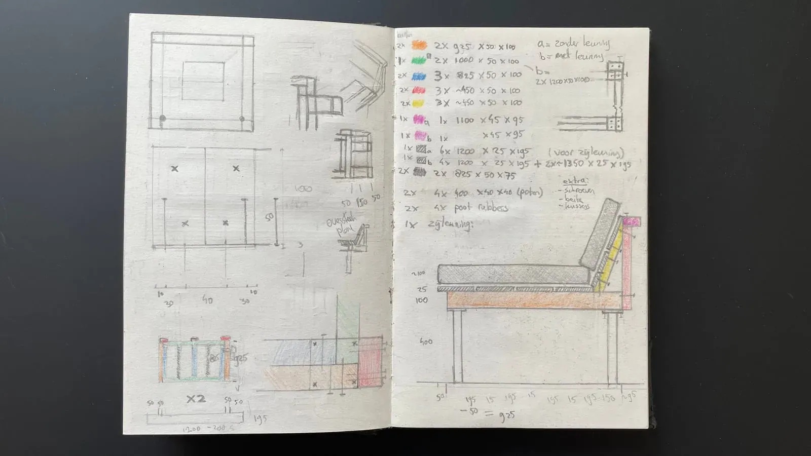 Loungeset drawing, sketch 2