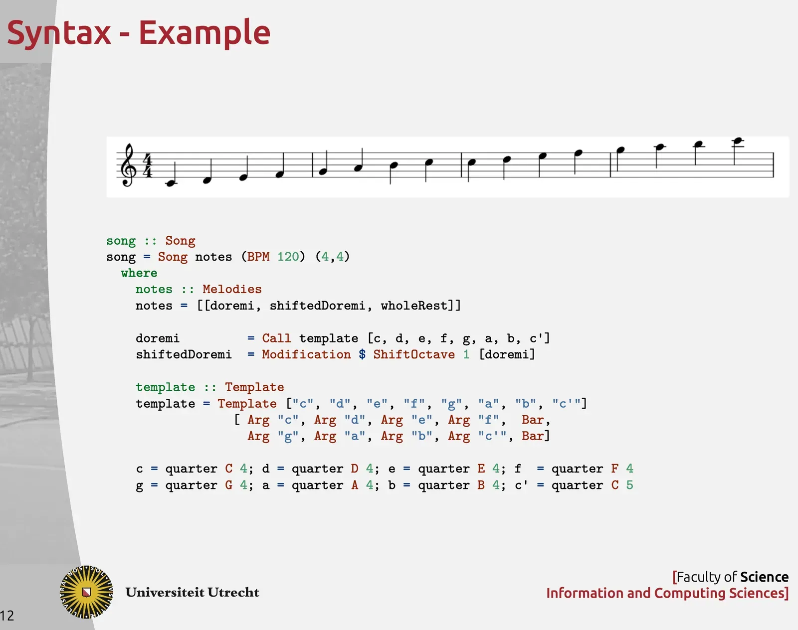 CoLa music DSL, code example 1