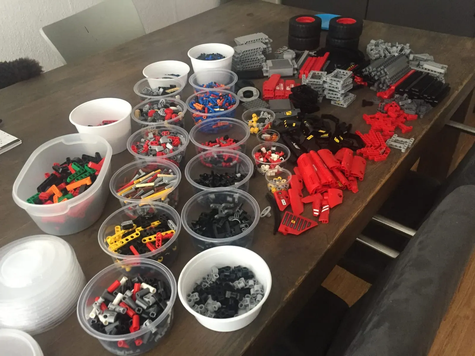 Lego pieces from the Rough Terrain Crane set
